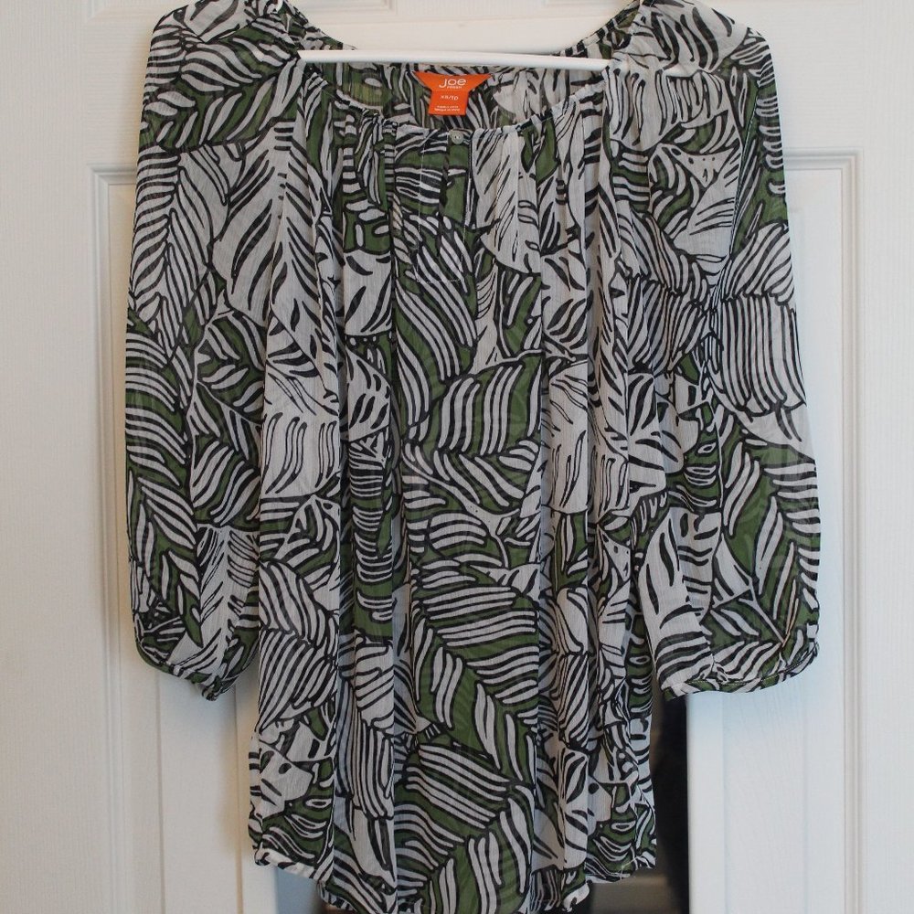 Joe Fresh Blouse Sheer Palms XSmall